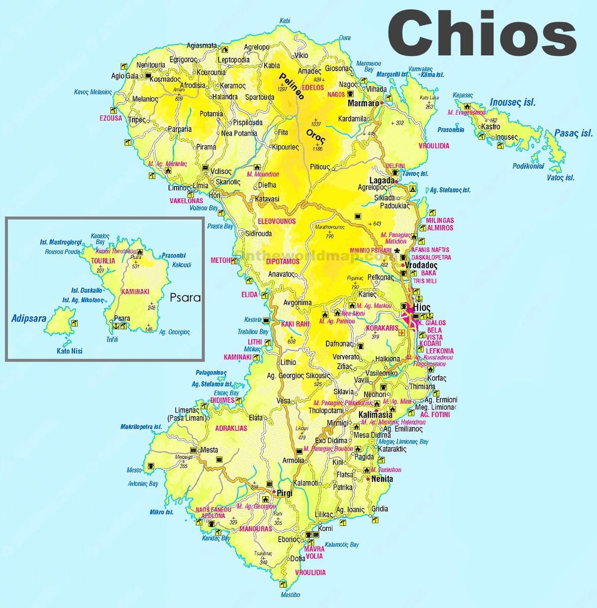 mapa chios, Grecja