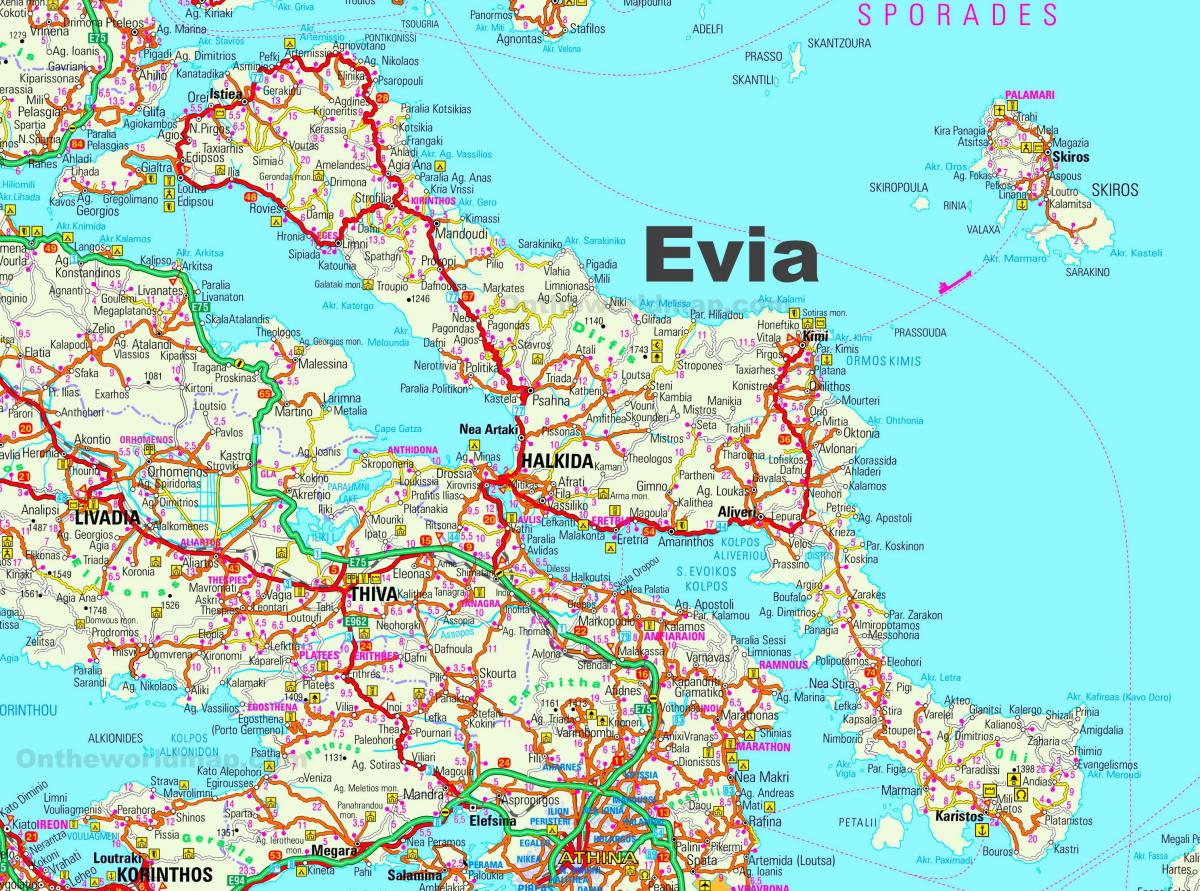 Evia Grecja mapa - mapa Evia Grecja (Europa Południowa Europa)