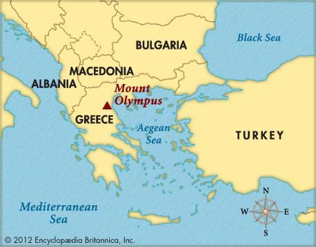 mapa góra Olimp w Grecji
