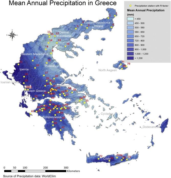 Hellas deszczu mapie