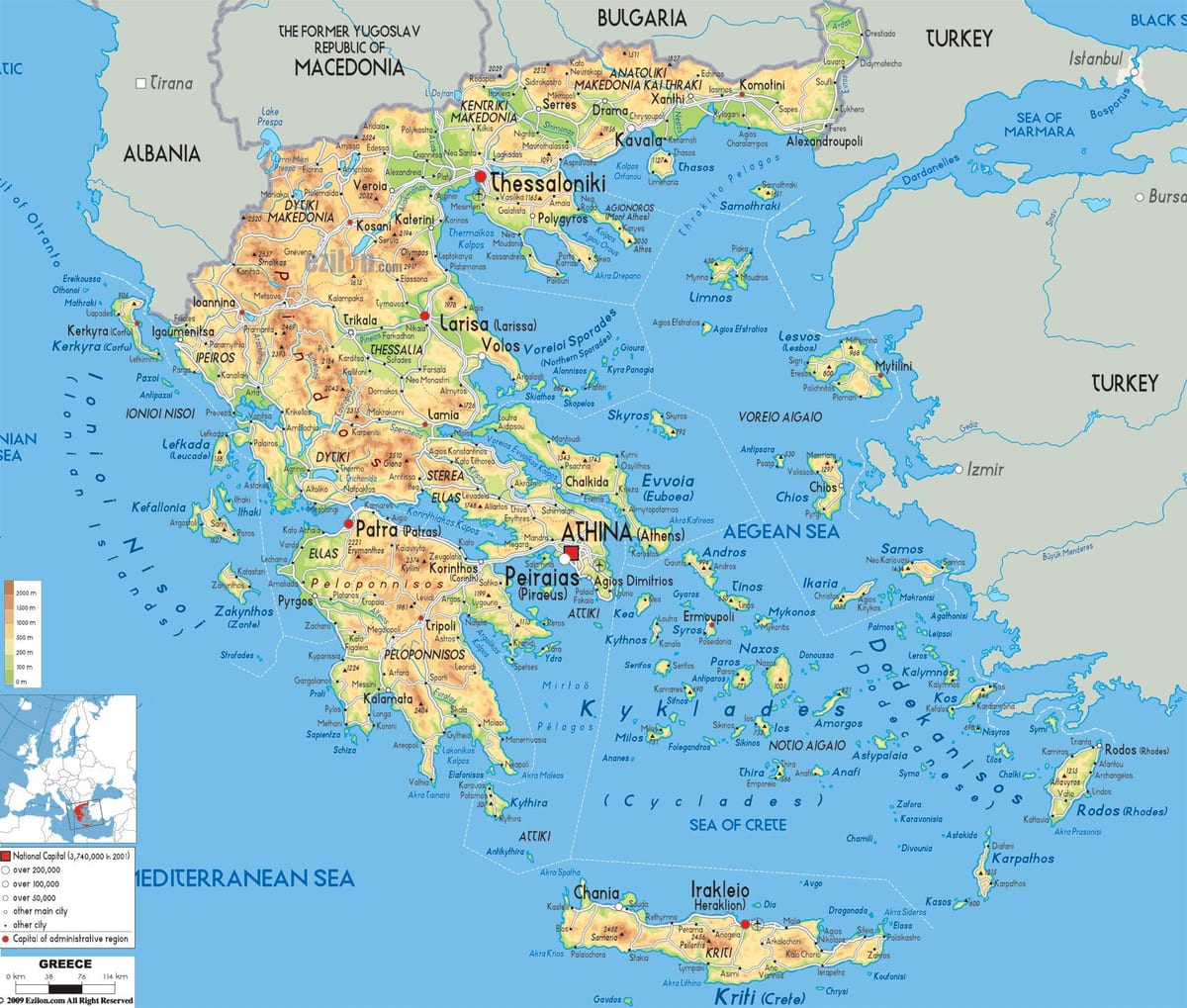 geograficzna mapa Grecji