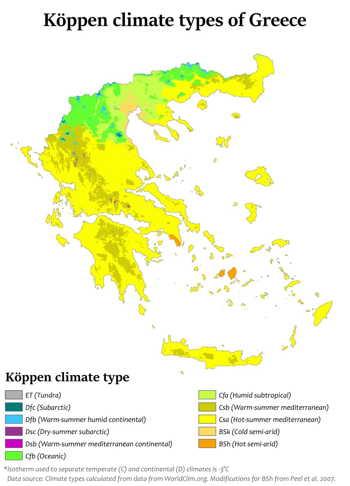 klimatyczna mapa Grecji