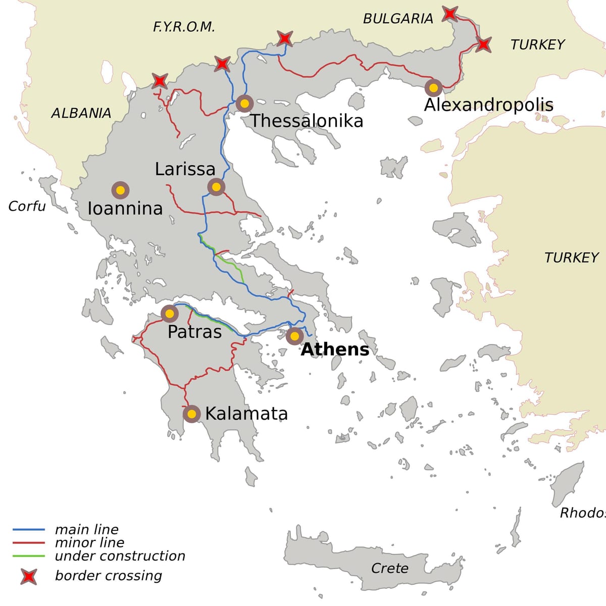 Greckie koleje mapa