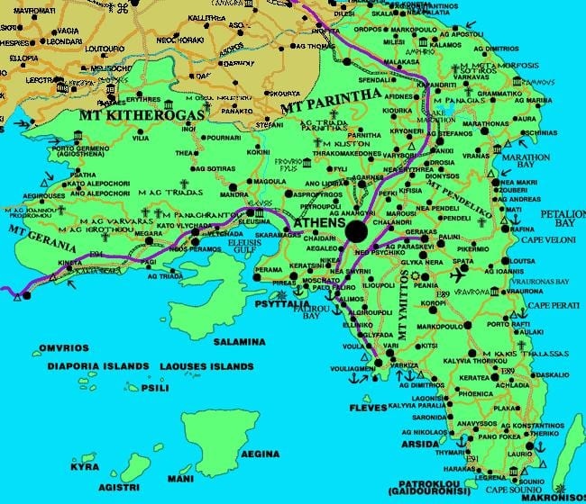 Attyka, Grecja mapa