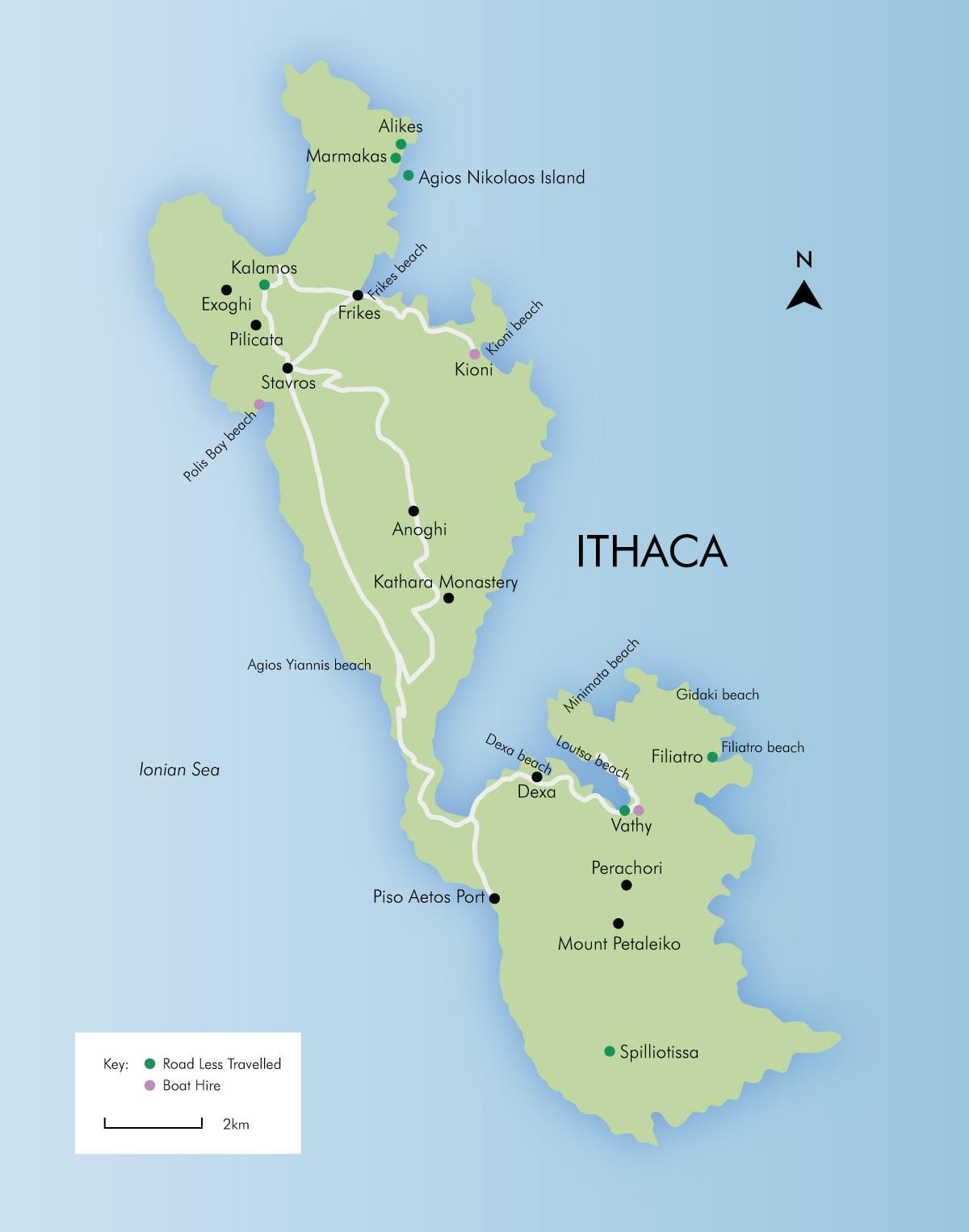 mapa Itaki, Grecja