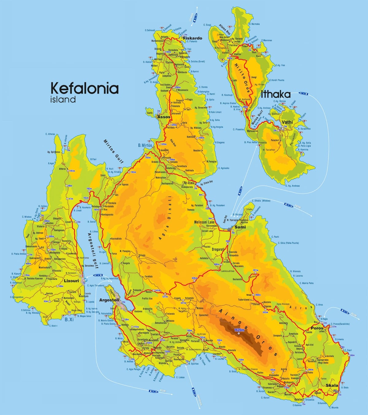 mapa Kefalonia Grecja