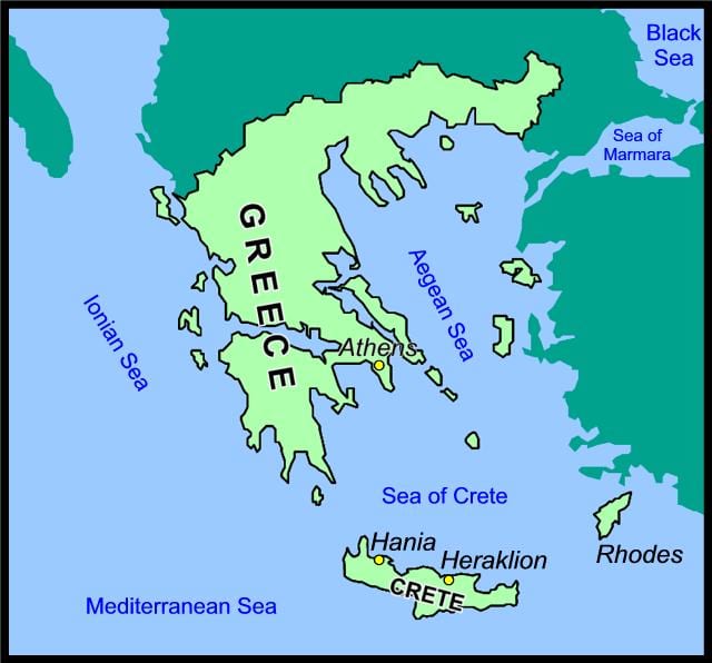 mapa Krety i Grecji