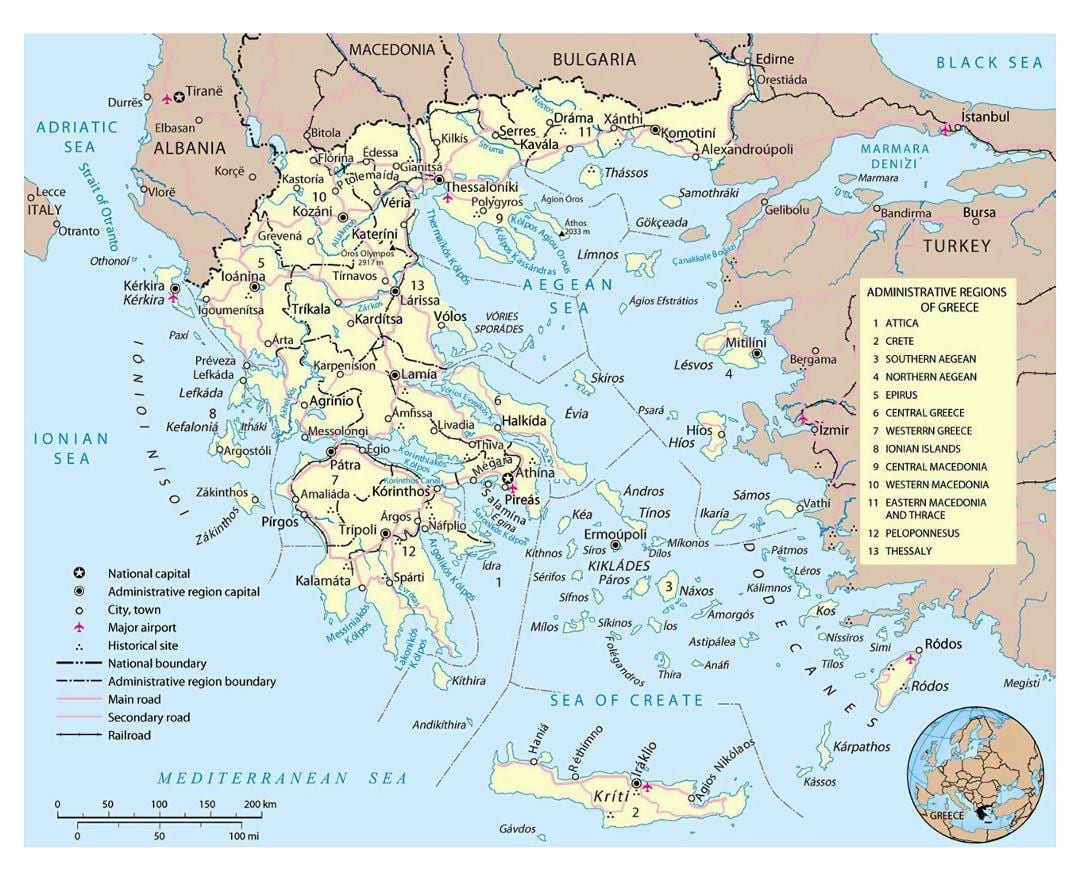 mapa lotnisk Grecji