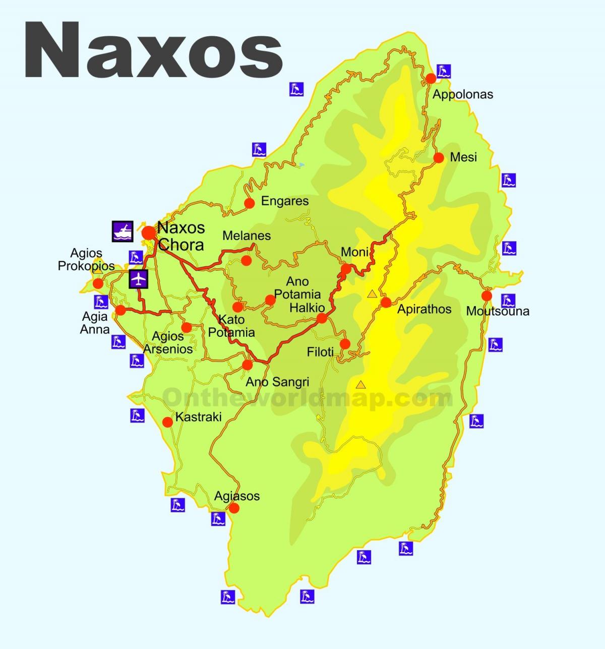 Naksos, Grecja mapa - mapa Naxos w Grecji (Europa Południowa Europa)
