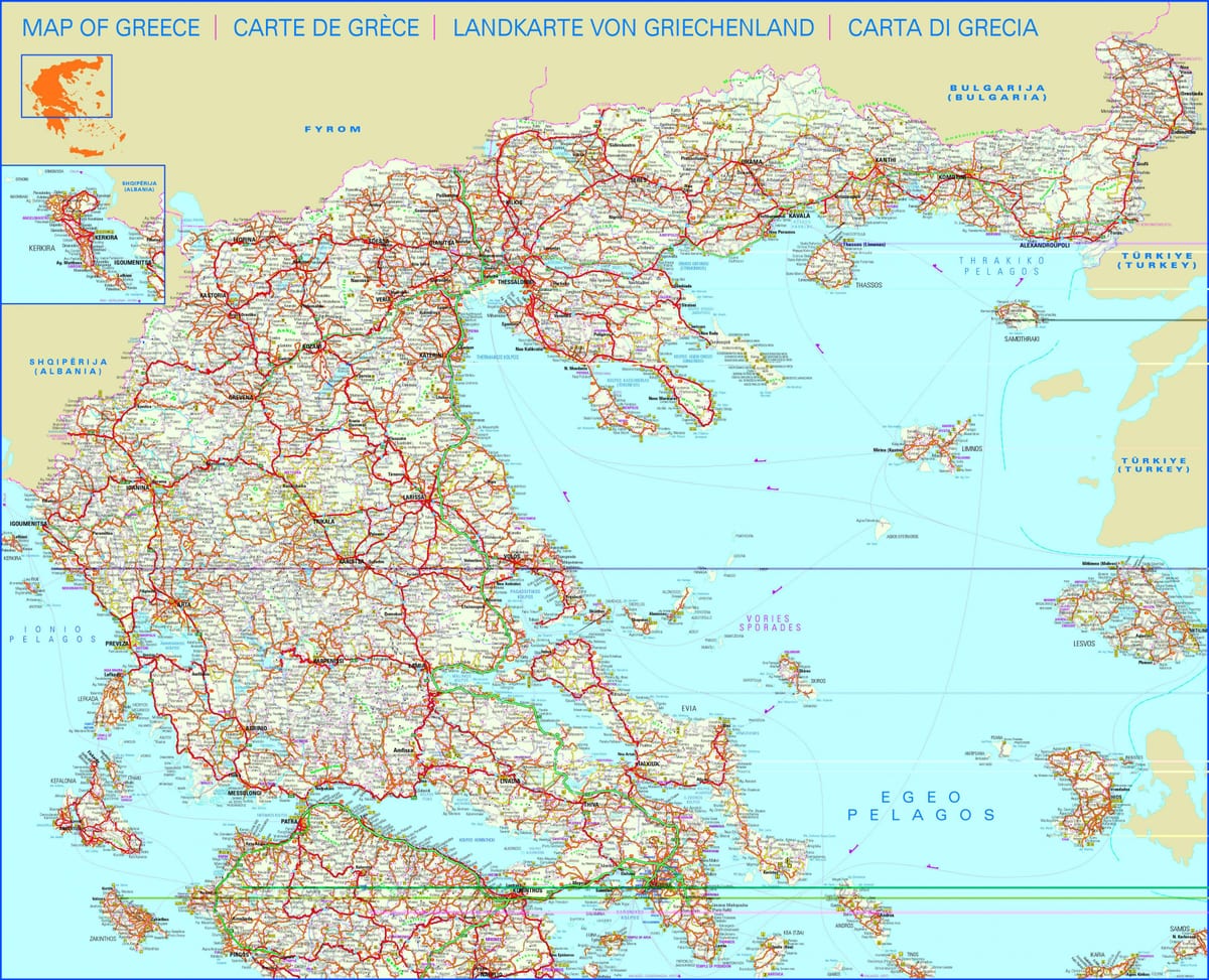 mapa Północnej Grecji