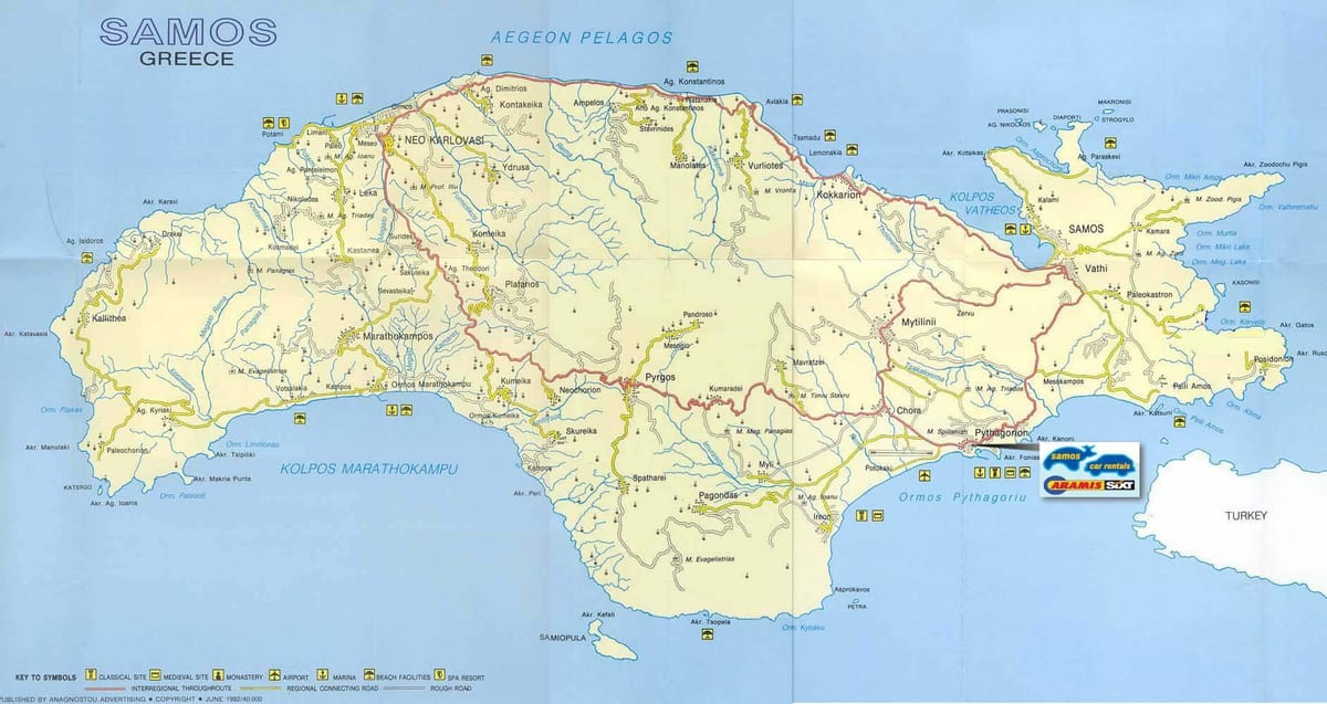 mapa Samos, Grecja