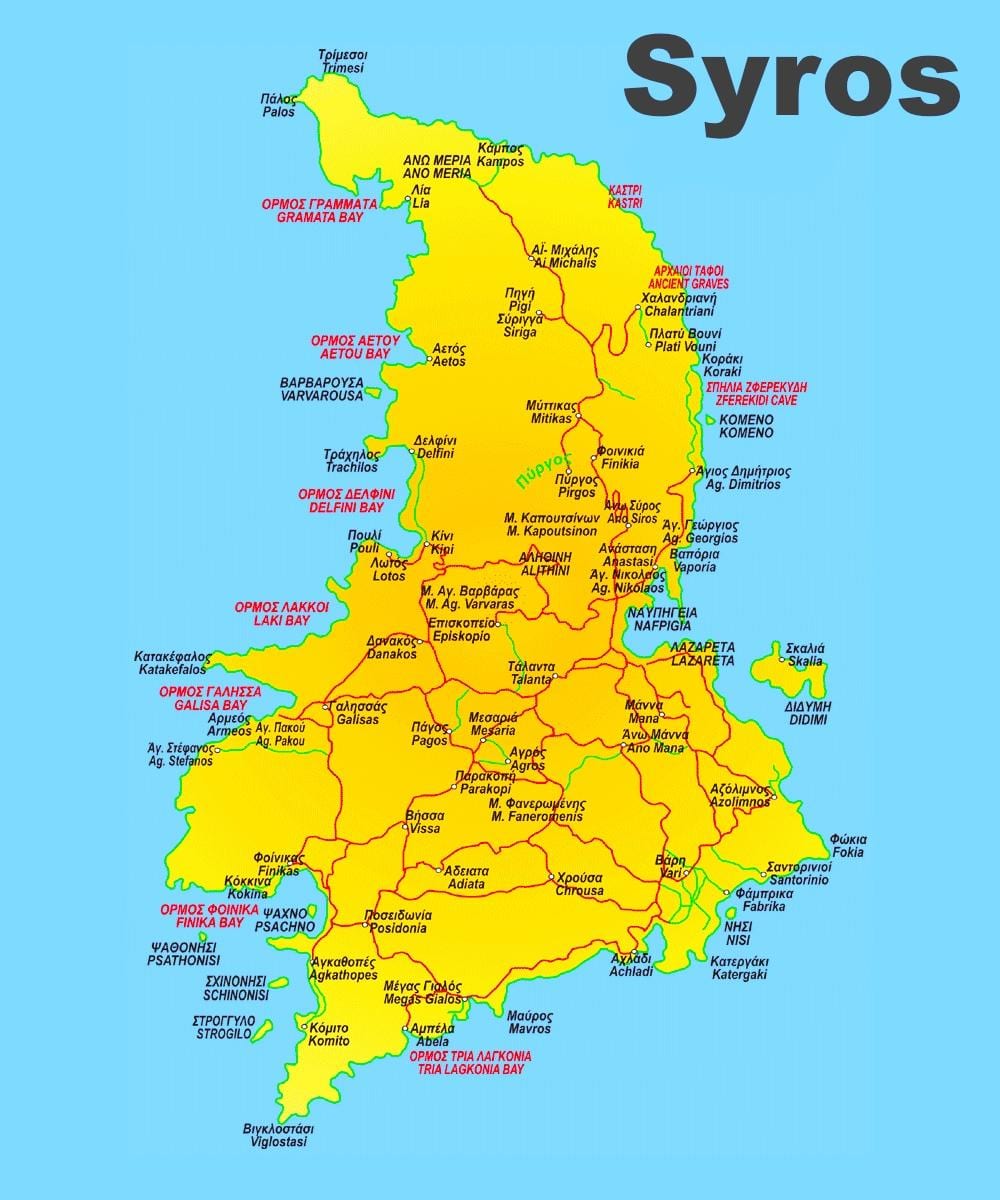 Syros Island, Grecja mapa
