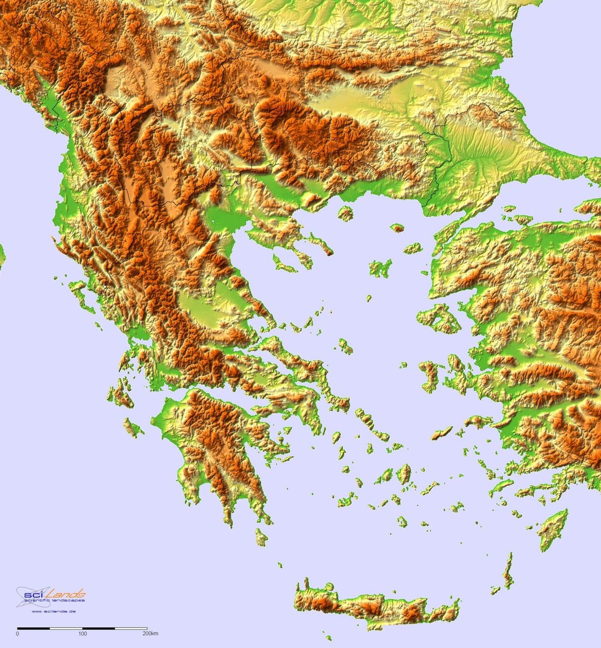 topograficzna mapa Grecji