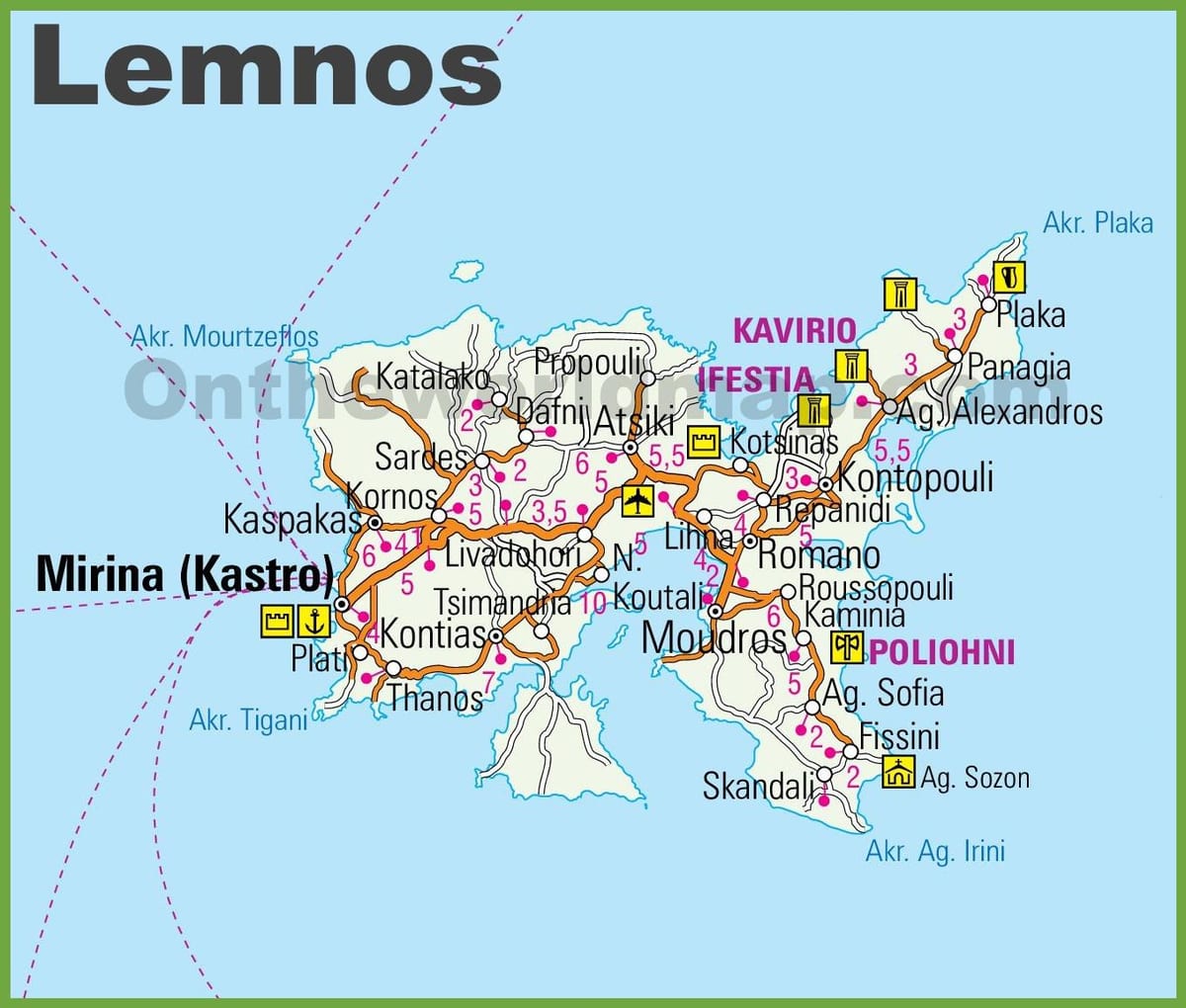 Lemnos na mapie Grecji