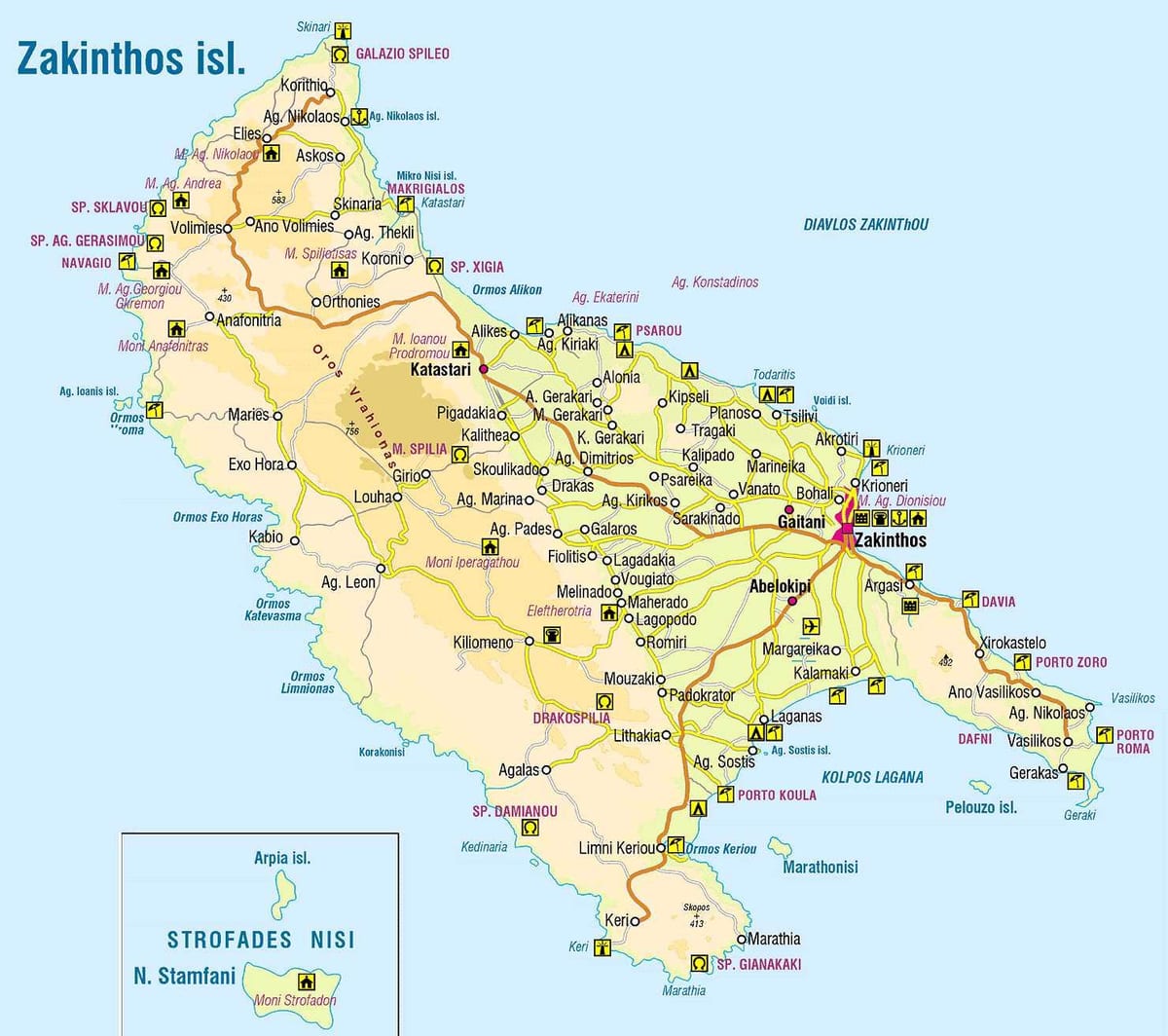 mapa wysp greckich Zakynthos