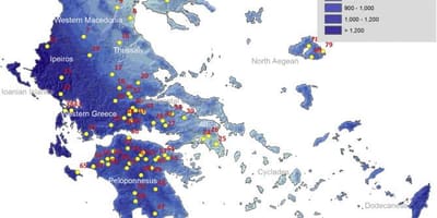 Hellas deszczu mapie