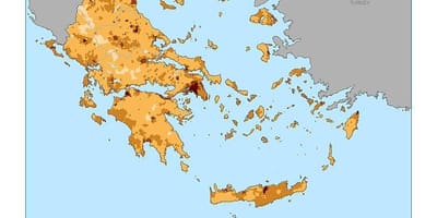 Mapa gęstości zaludnienia Grecji