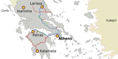 Greckie koleje mapa