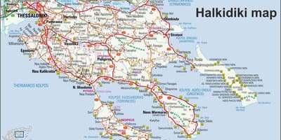Mapa Grecja Chalkidiki