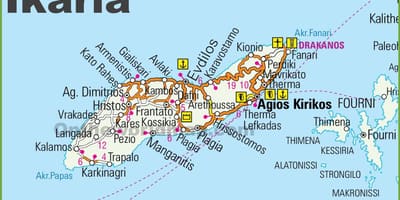 Mapa Ikaria, Grecja
