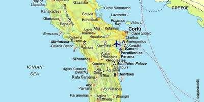 Mapa Korfu, Grecja
