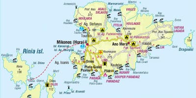 Mapa Mykonos, Grecja